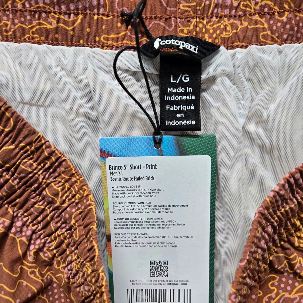 Cotopaxi Brinco 5" Short Print Mens L Scenic Route Brick Recycled Nylon NEW - Picture 4 of 8